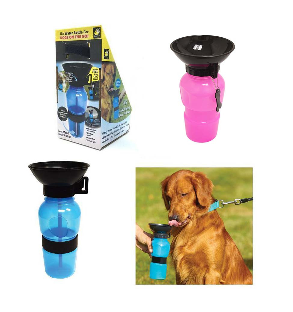 Pet Dog Portable Travel Aqua Water Bottle 0.5L Assorted Colours 5028