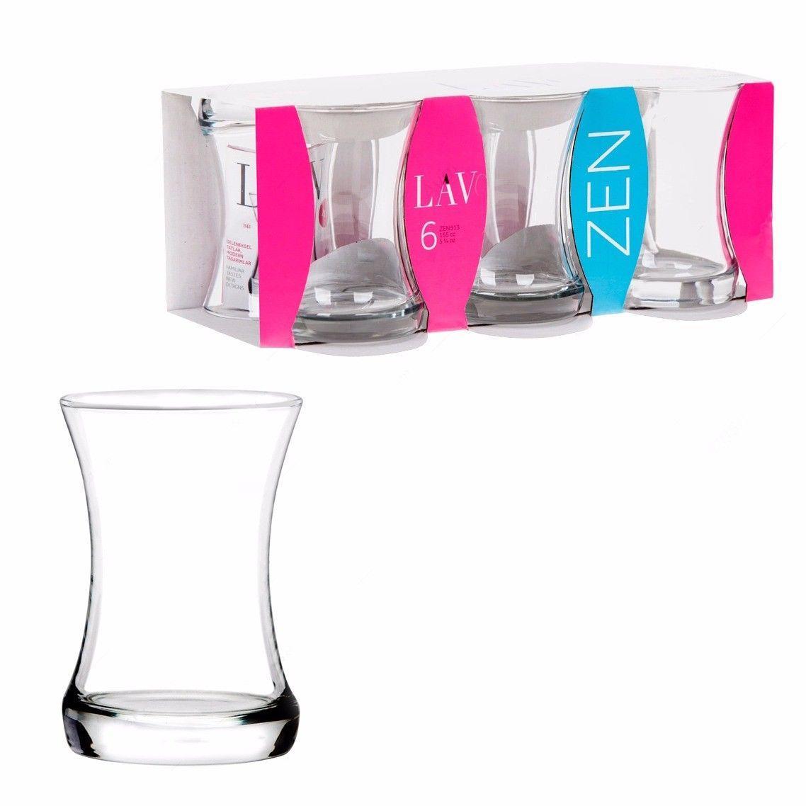Set Of 6 Clear Coral Zen Cups 155cc 5 1/4 oz Home Kitchen Glassware 1135