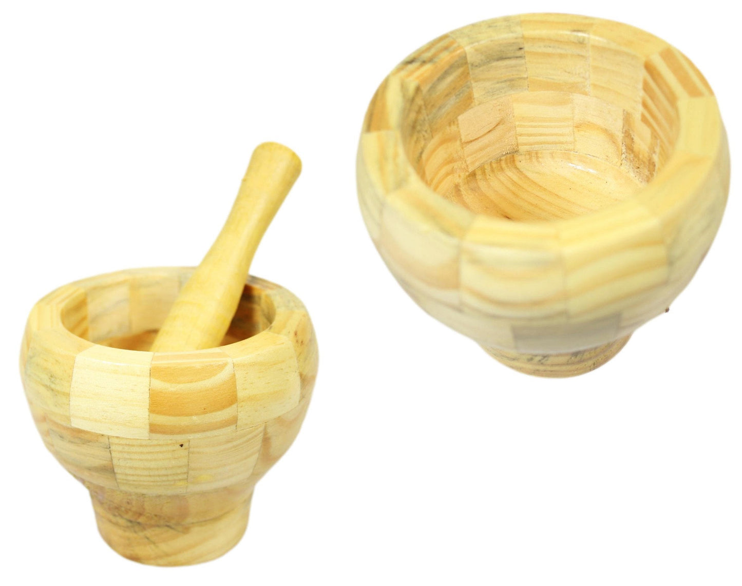 Wooden Round Pestle & Mortar Grinding Crushing Mixing Pesto Pastes Hummus 1Pc 1500