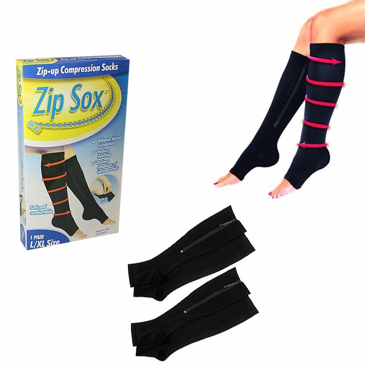 Soft And Comfortable Zip-Up Compression Socks Size L/XL 1 Pair Home Health 4516