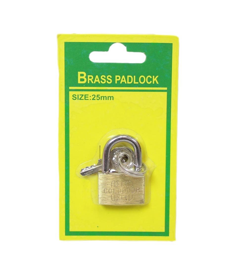 Brass Padlock Diy Home Suitcase Gold Door Padlock With 2 Keys 25mm 5184