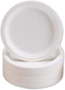 Disposable Compostable Eco – Bio Bagasse Sugarcane Round Plates 10" Pack Of 8