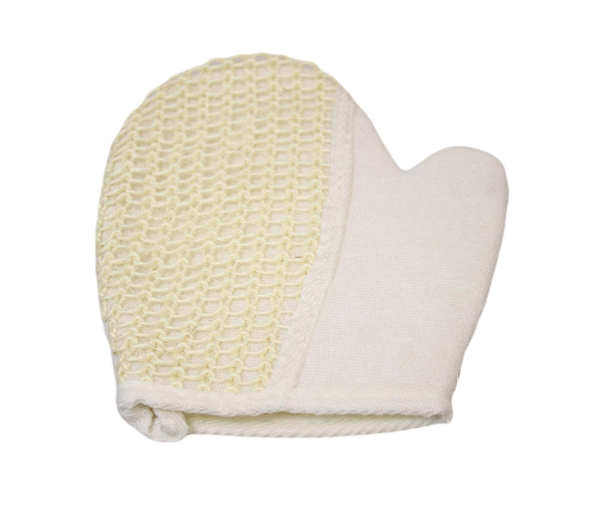Double Sided E x foliating Bath Spa Loofah & Towel Mitt Glove
