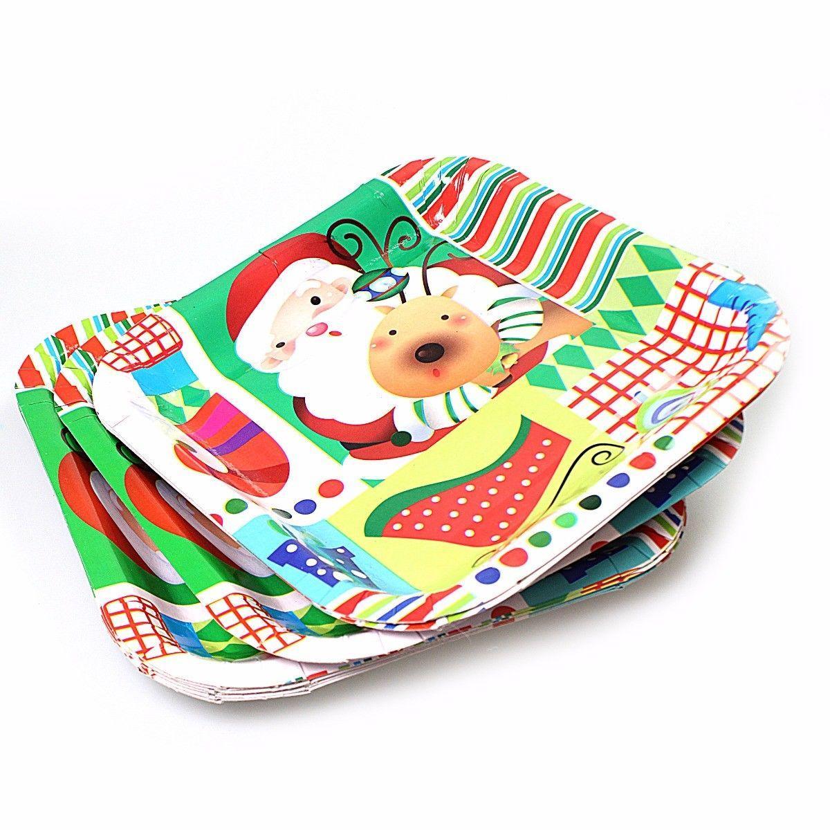 Pack of Christmas Party Paper Plates Small 18.3 x 18.3 cm Assorted Designs 1673