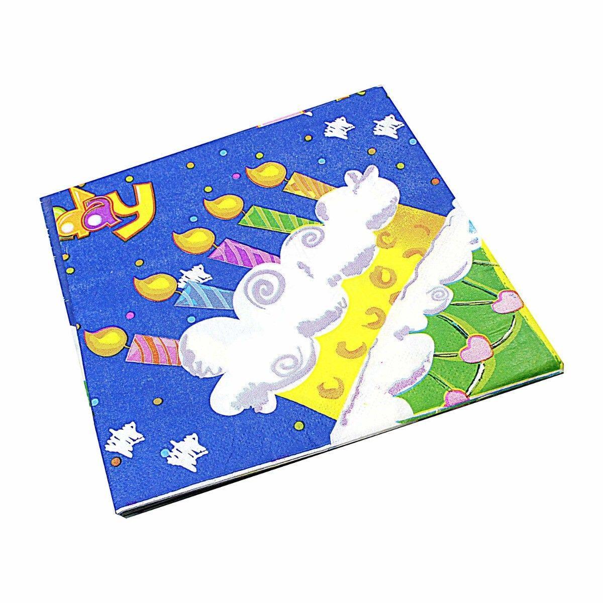 Pack of Paper Birthday Napkins Tissues Assorted Designs 1675