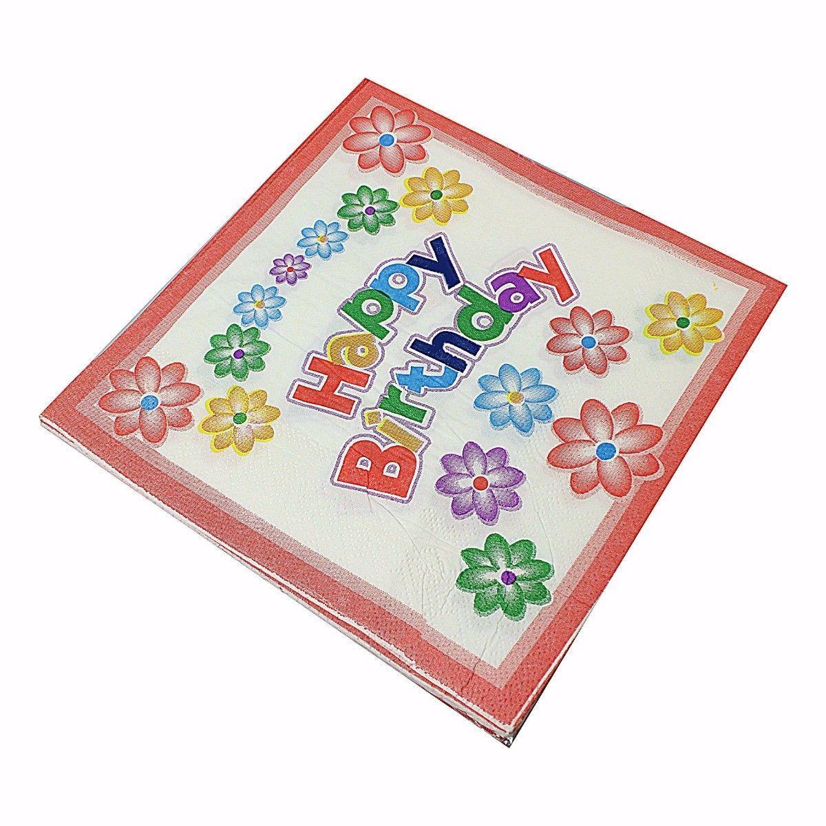 Pack of Paper Birthday Napkins Tissues Assorted Designs 1675