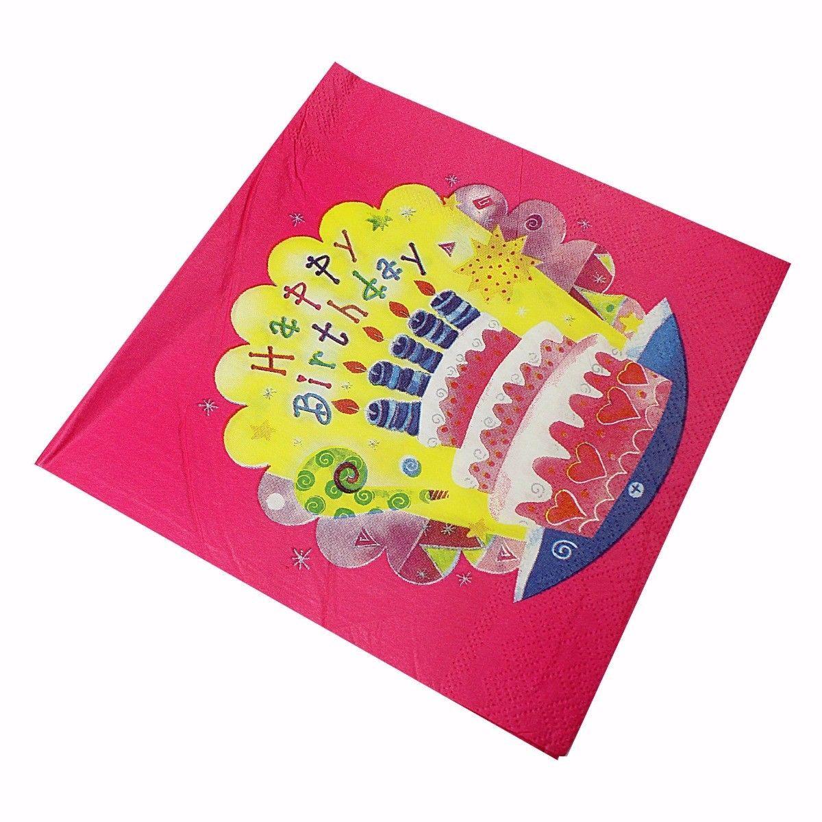 Pack of Paper Birthday Napkins Tissues Assorted Designs 1675