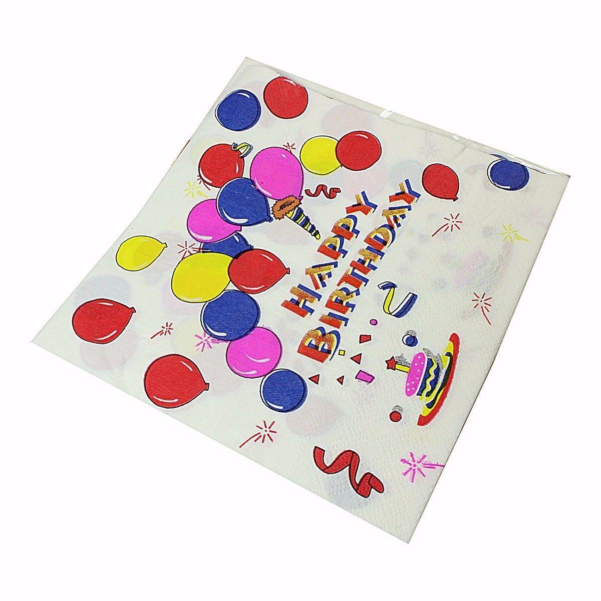 Pack of Paper Birthday Napkins Tissues Assorted Designs 1675