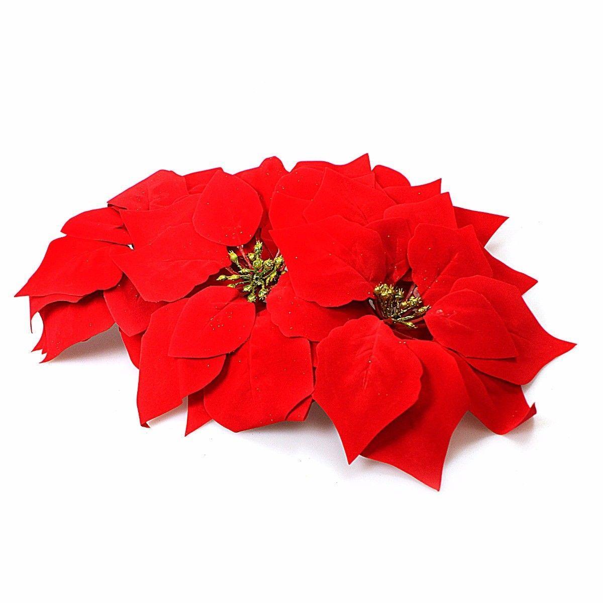 Artificial Fake Plastic Christmas Red Poinsettia Flowers Garland 1245
