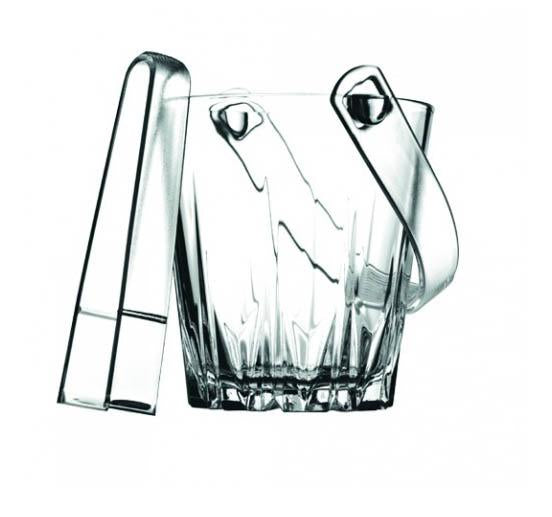 Pb Karat Glass Ice Bucket With Tongs 815Ml (Parcel Plus Rate)