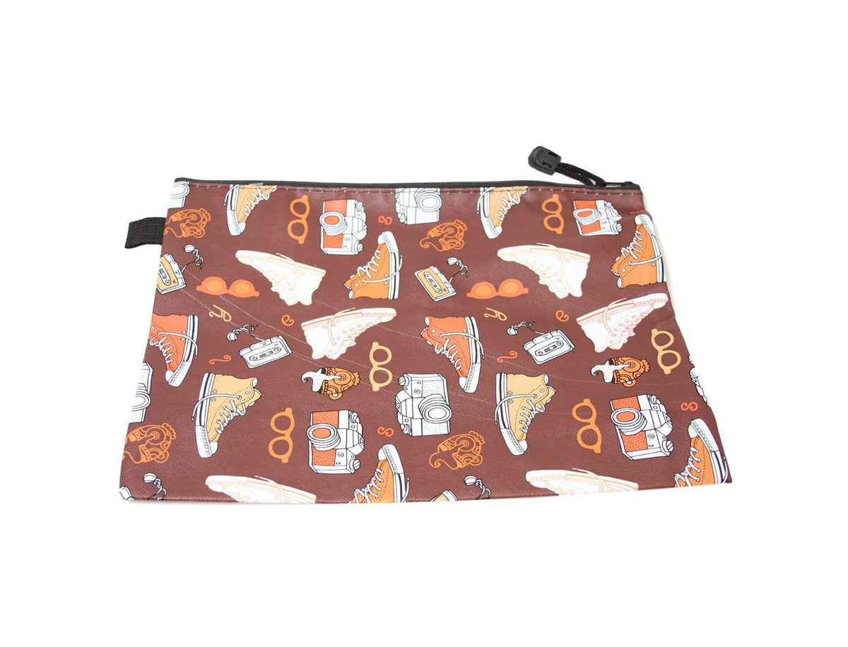 Fake Leather Pencil Case Shoe Print Assorted Colours