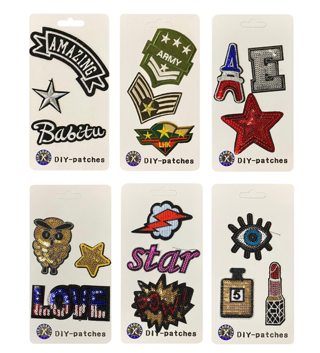 Embroidered / Sequinned Iron on Clothes Patches Set Assorted Designs 5433