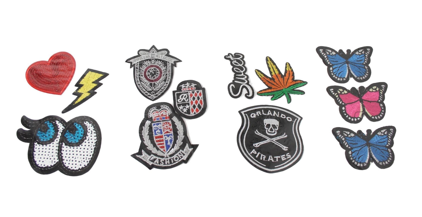 Embroidered / Sequinned Iron on Clothes Patches Set Assorted Designs 5433