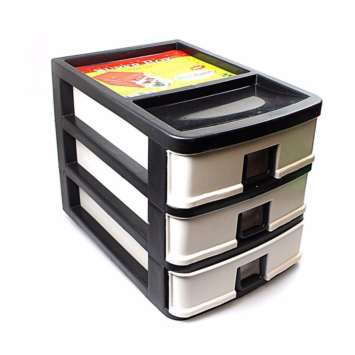 3 Tier Small Plastic Draw Storage Sewing Craft Box Assorted Colours 20 x 18.5 x 26 cm 0011