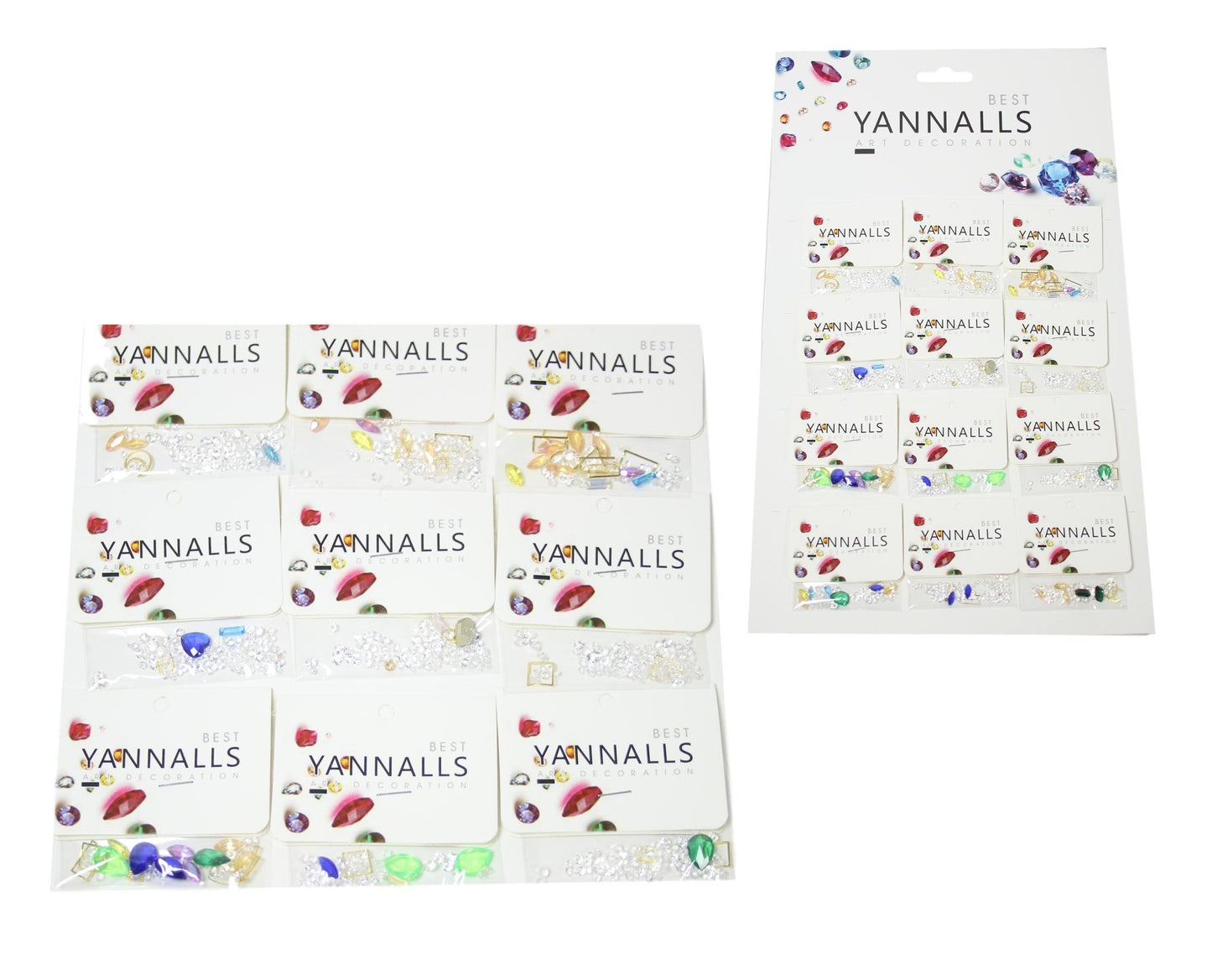 12 Pack Ladies Nail Art Gems Stones Assorted Designs 5572
