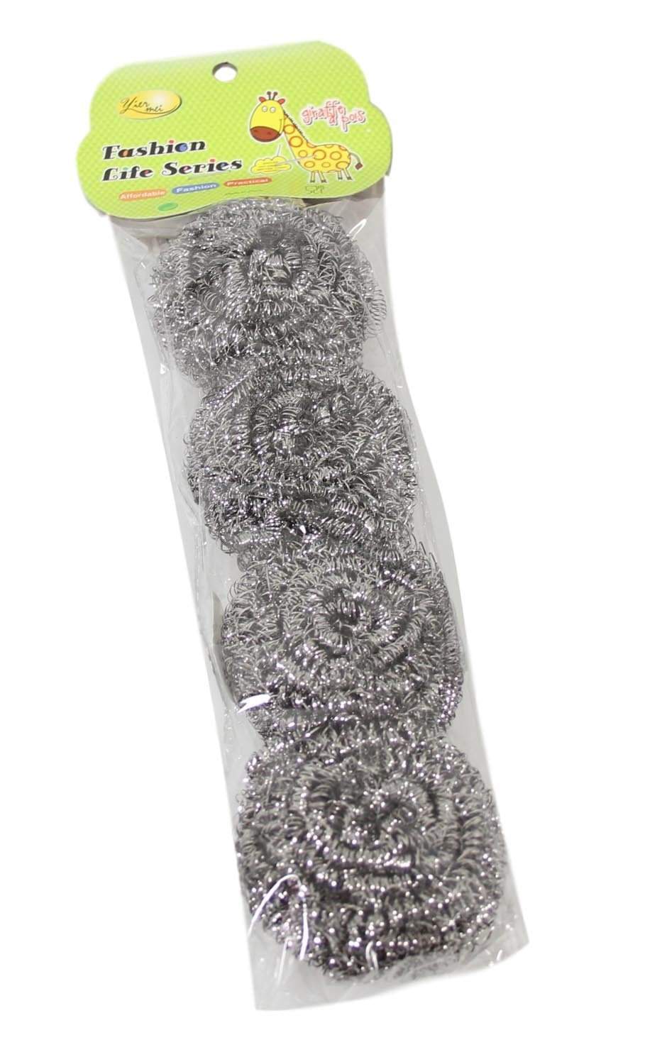 4 Pack Practical Cleaning Washing Up Steel Scourers Household Use 5598