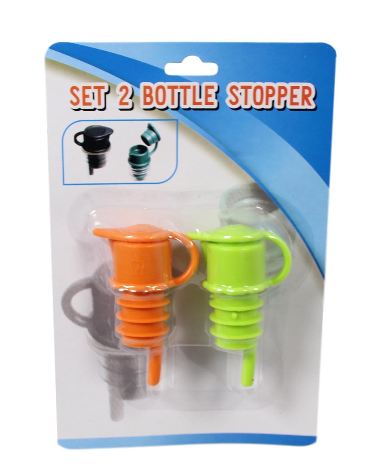 2 Pack Bottle Stopper Liquid Champagne Bottle Lids 2 Colours Plastic 5605
