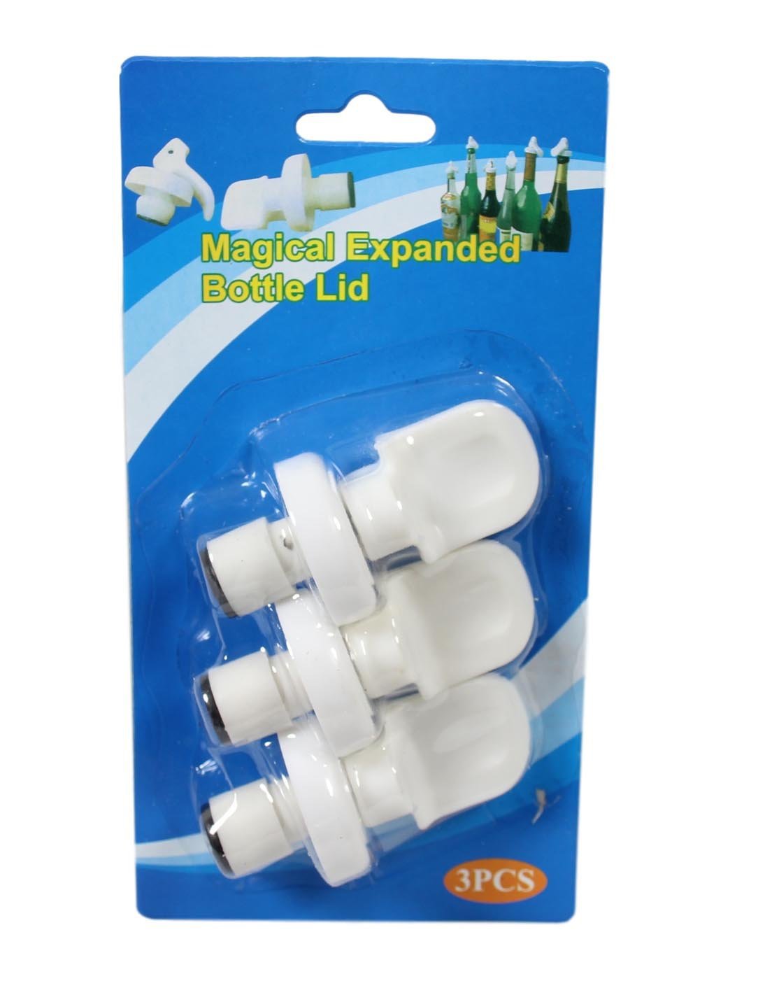 3 Pack Plastic Magical Expanded Bottle Liquid Stopper Lid White 7cm 5606