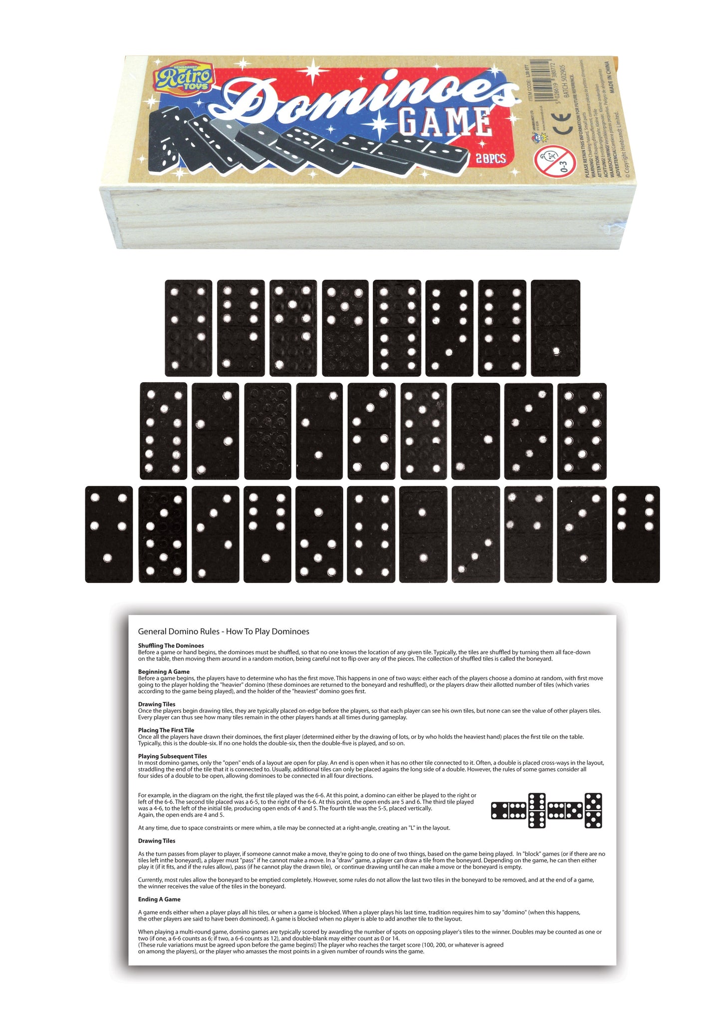 28 Piece Dominoes Set Family Fun And Games Dominoes In Wooden Box L38077