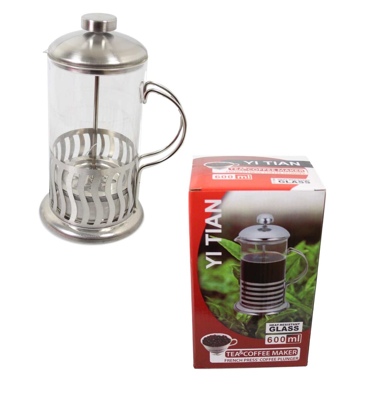 Glass French Press Coffee Maker 600 ml Assorted Designs 5612