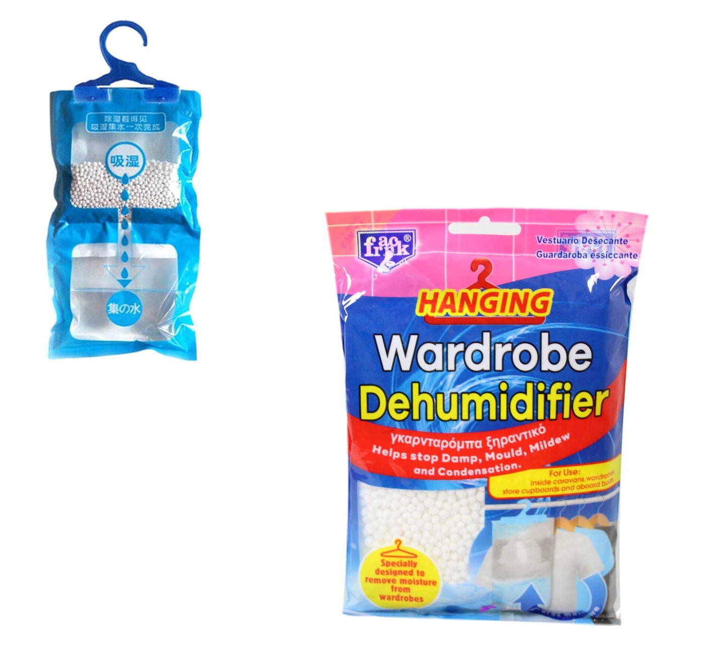 Hanging Wardrobe Cupboard Dehumidifier Bags Stops Damp Mould Moisture 210g 5646 A