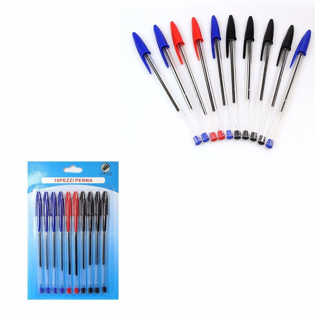 Ballpoint Pens Pack of 10 Assorted Colours 1548