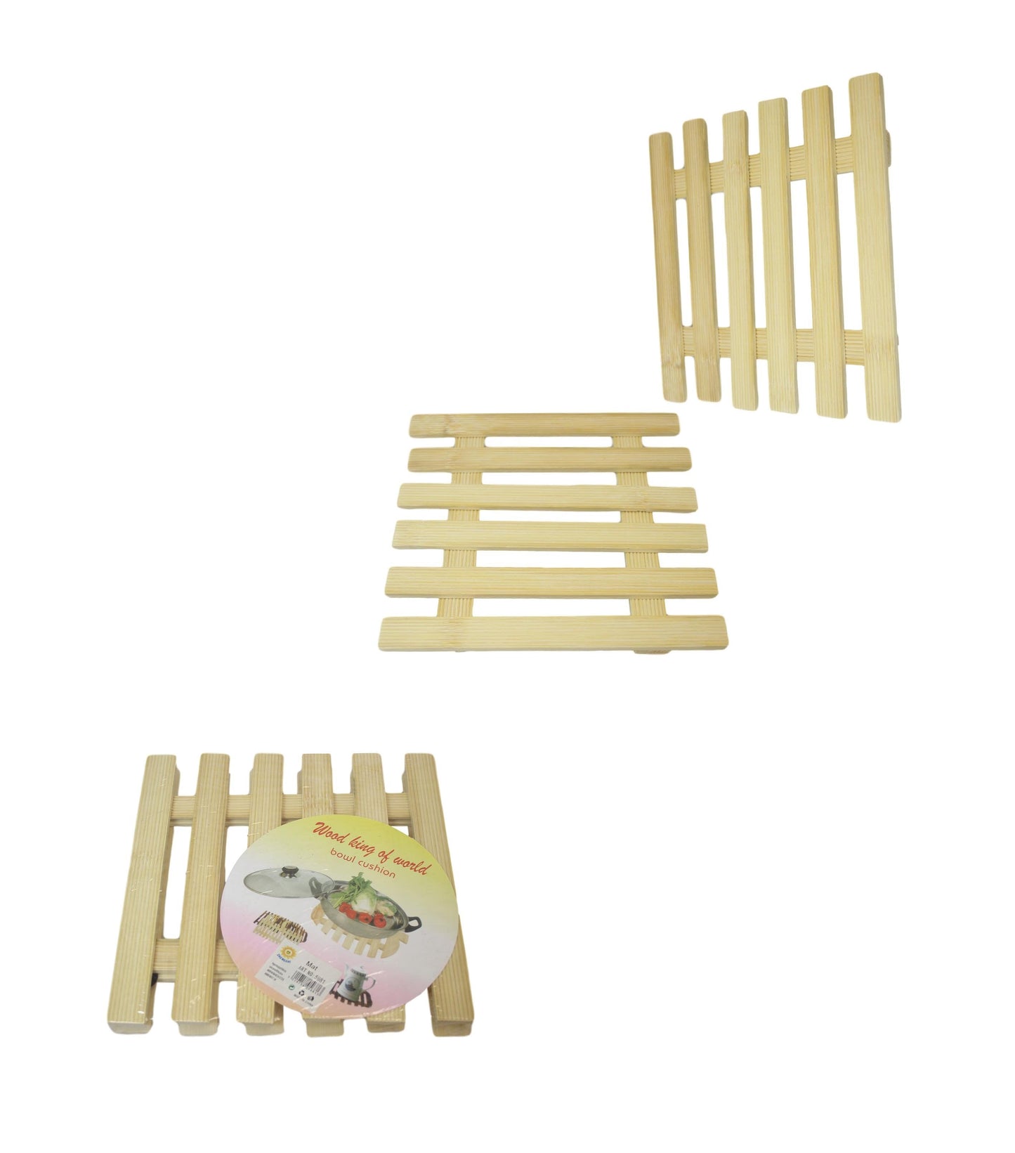 Wooden Pan Placemat Trivet 20 x 20 cm Pack of 2 5681
