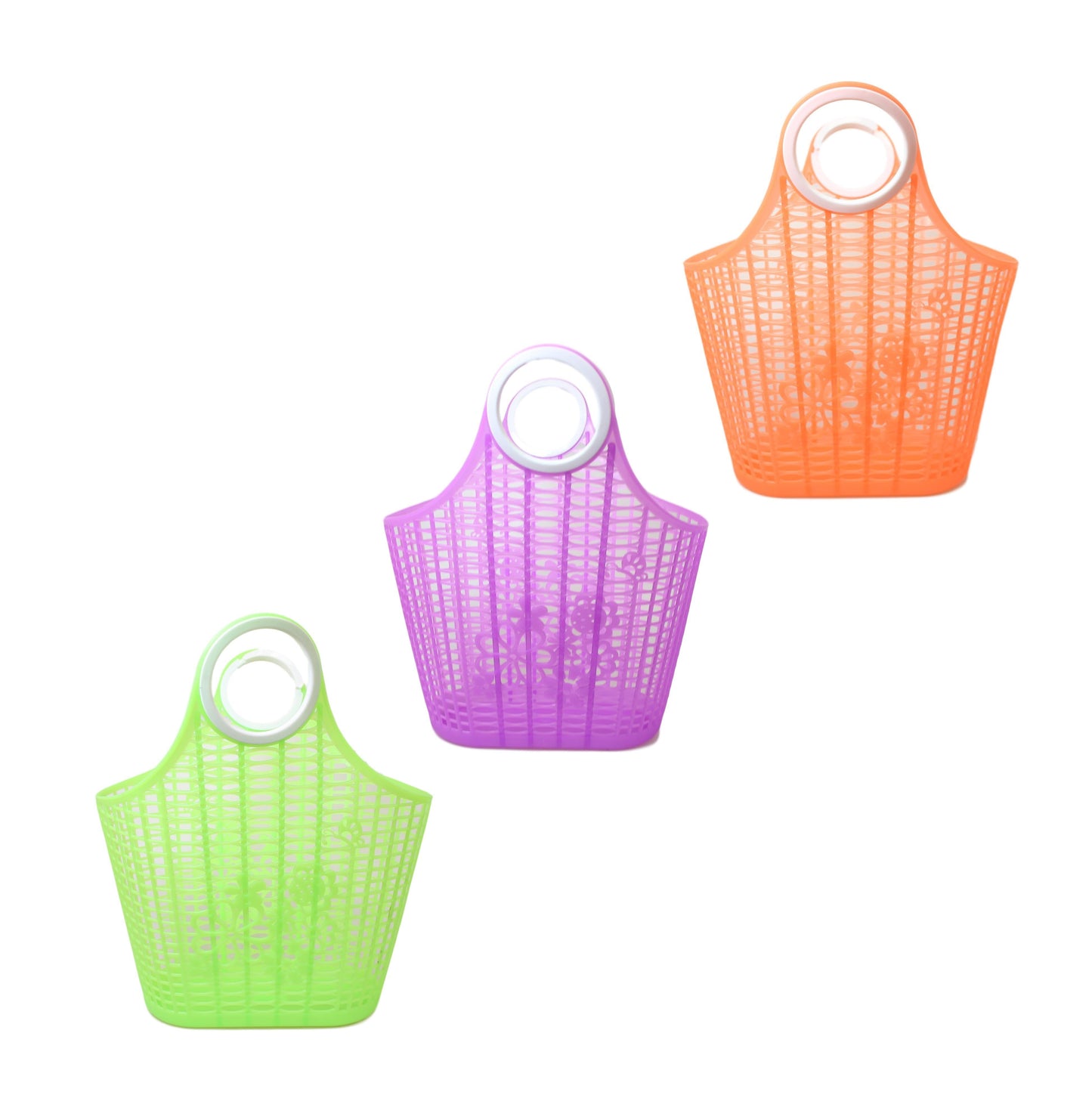 Plastic Floral Style Shopping Basket Type Bag 3 Colours Available 33cm x 30cm 5695
