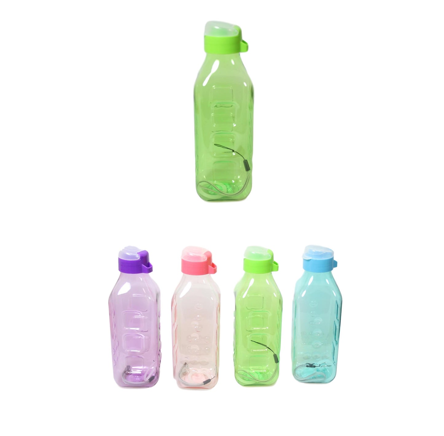 Plastic Water Drinking Bottle Square 21 cm Assorted Colours 5697