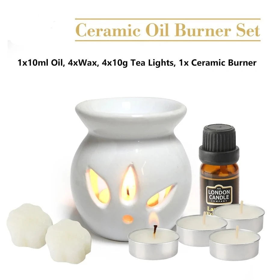 Ceramic Oil Burner Set Burner Includes Oil Wax Tea Lights Burner 5712