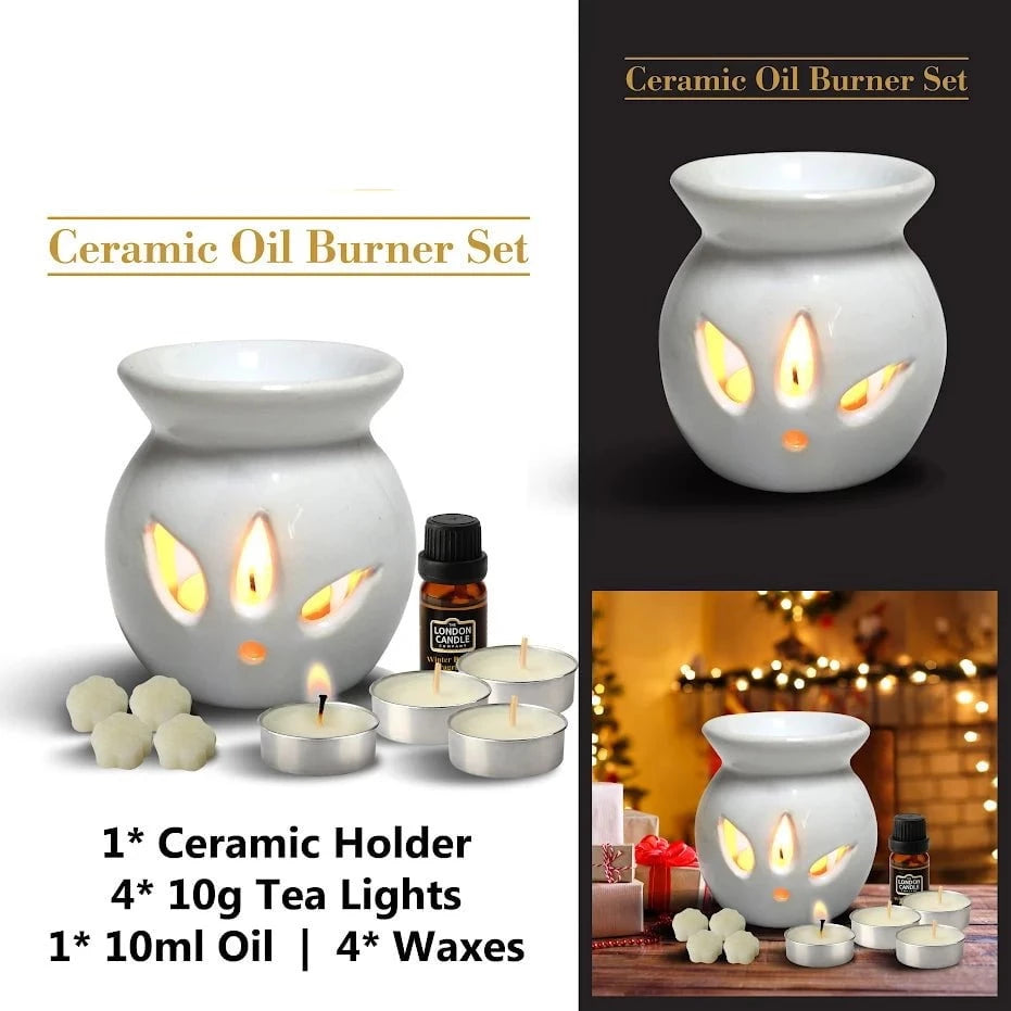 Ceramic Oil Burner Set Burner Includes Oil Wax Tea Lights Burner 5712