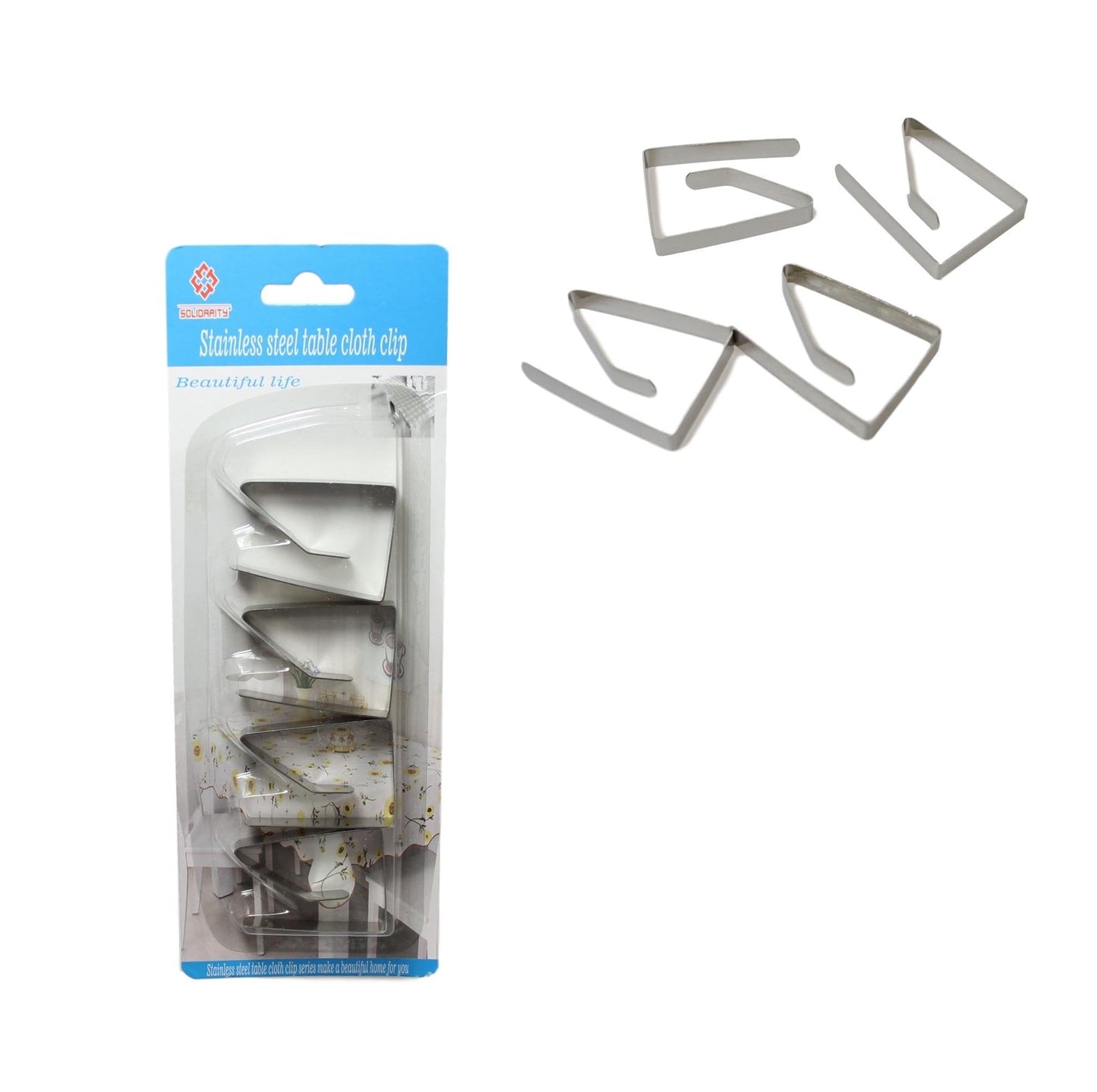 Stainless Steel Table Cloth Clips 4.5 x 4.5 x 1.8 cm Pack of 4 5718 A