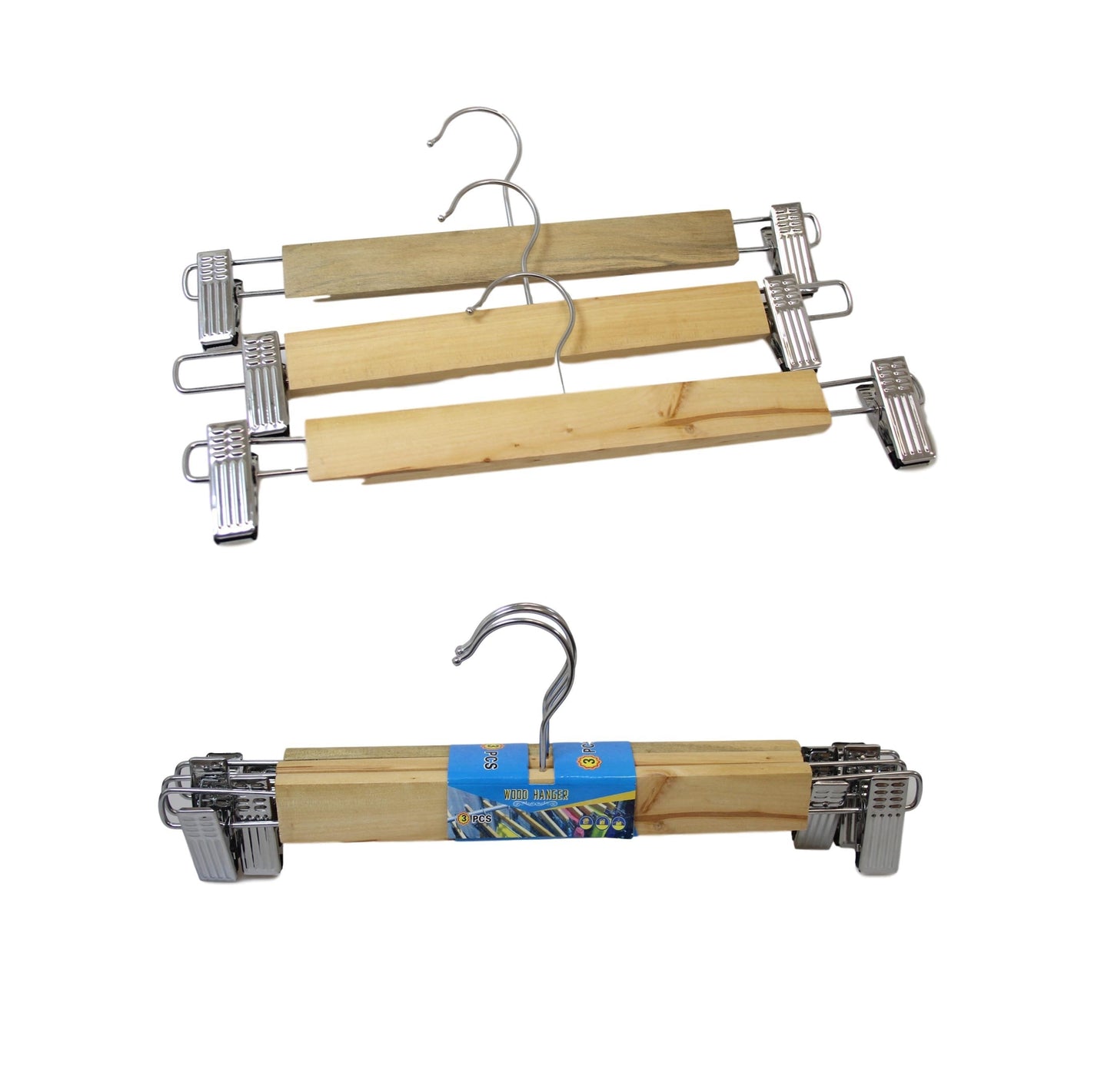 Wooden Wardrobe Clothes Trousers Hanger 30 cm Pack of 3 5744 A
