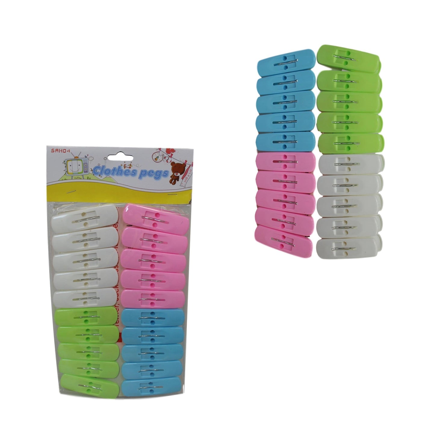 Plastic Washing Line Clothes Pegs 5 cm Pack of 20 Assorted Colours 5747