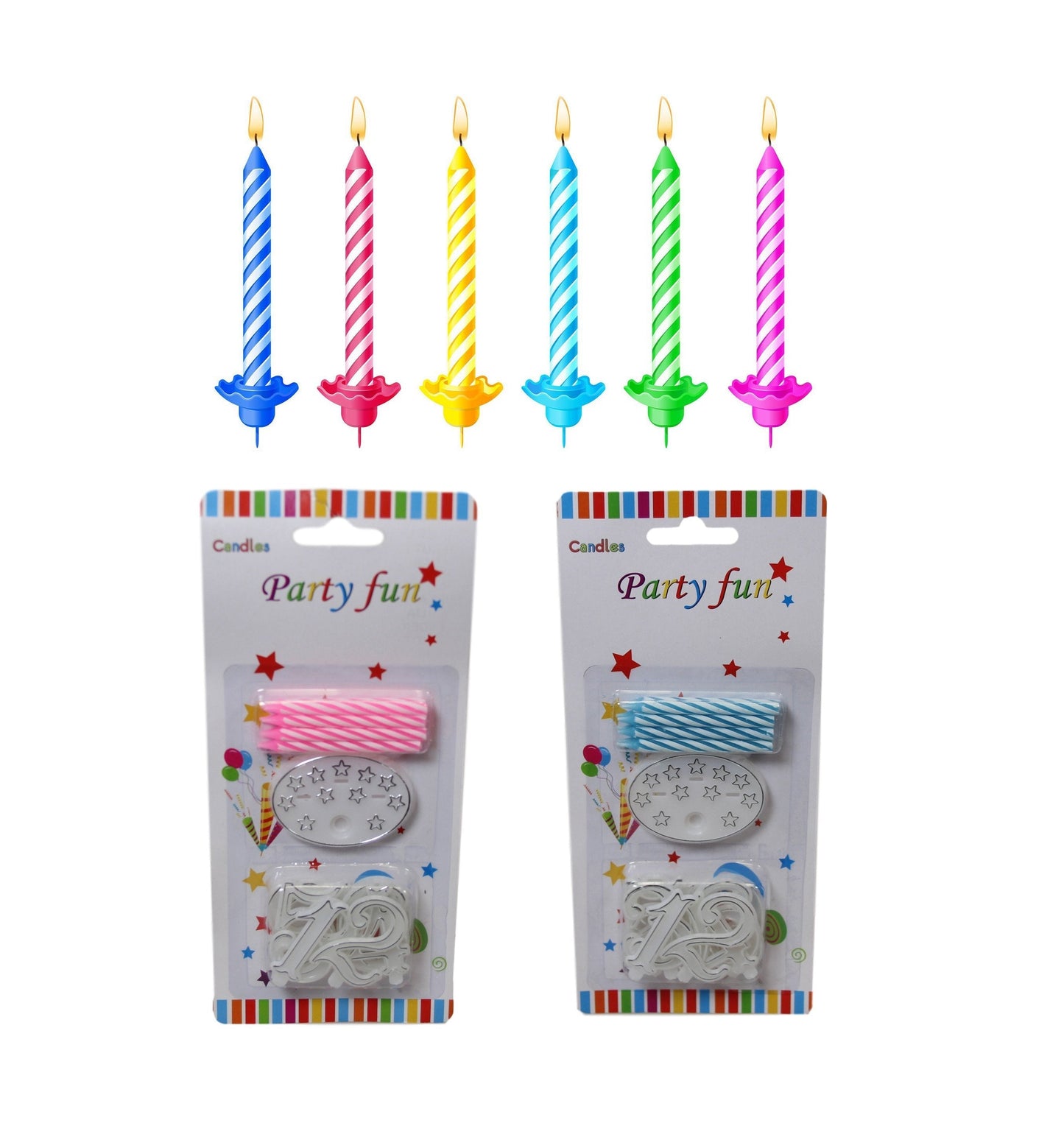Birthday Candles With Numbers 1-10 Pack of 6 Assorted Colours 5798