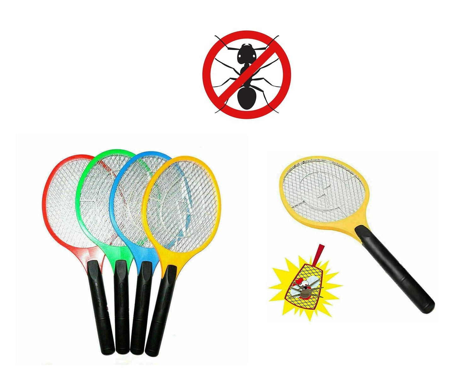 Electric Battery Operated Fly Mosquito Swatter Racket 50 x 21 cm Assorted Colours 5800