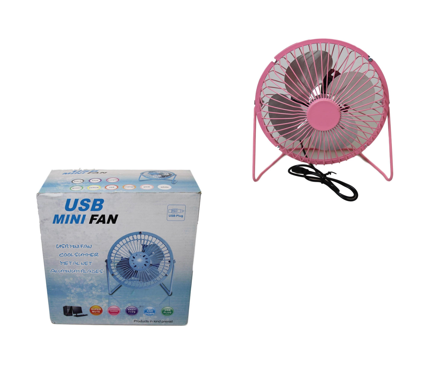Metal USB Mini Desk Fan 17 x 19 cm Assorted Colours 5804