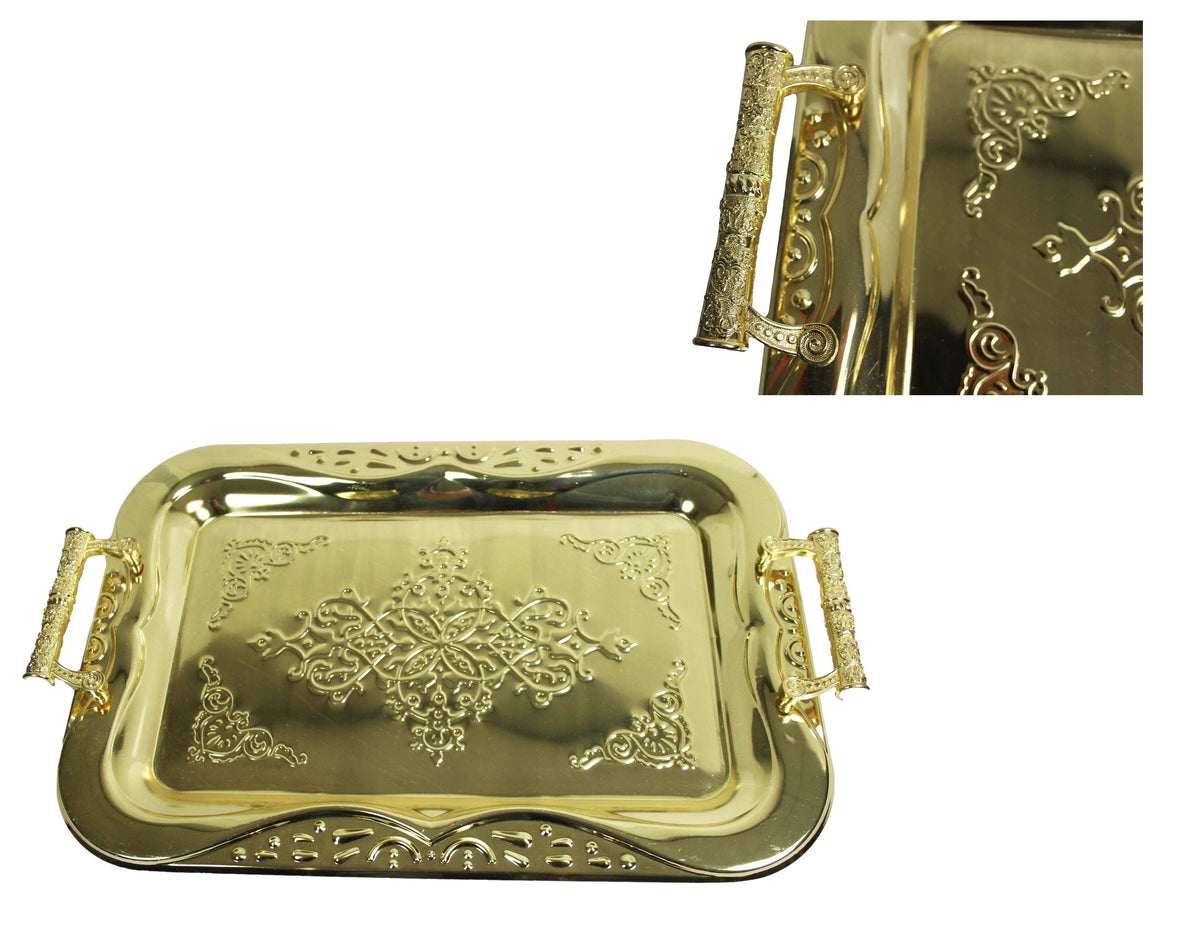 Metallic Chrome Steel Vintage Serving Tray 30 X 44Cm&Nbsp; Assorted Colours (Parcel Rate)