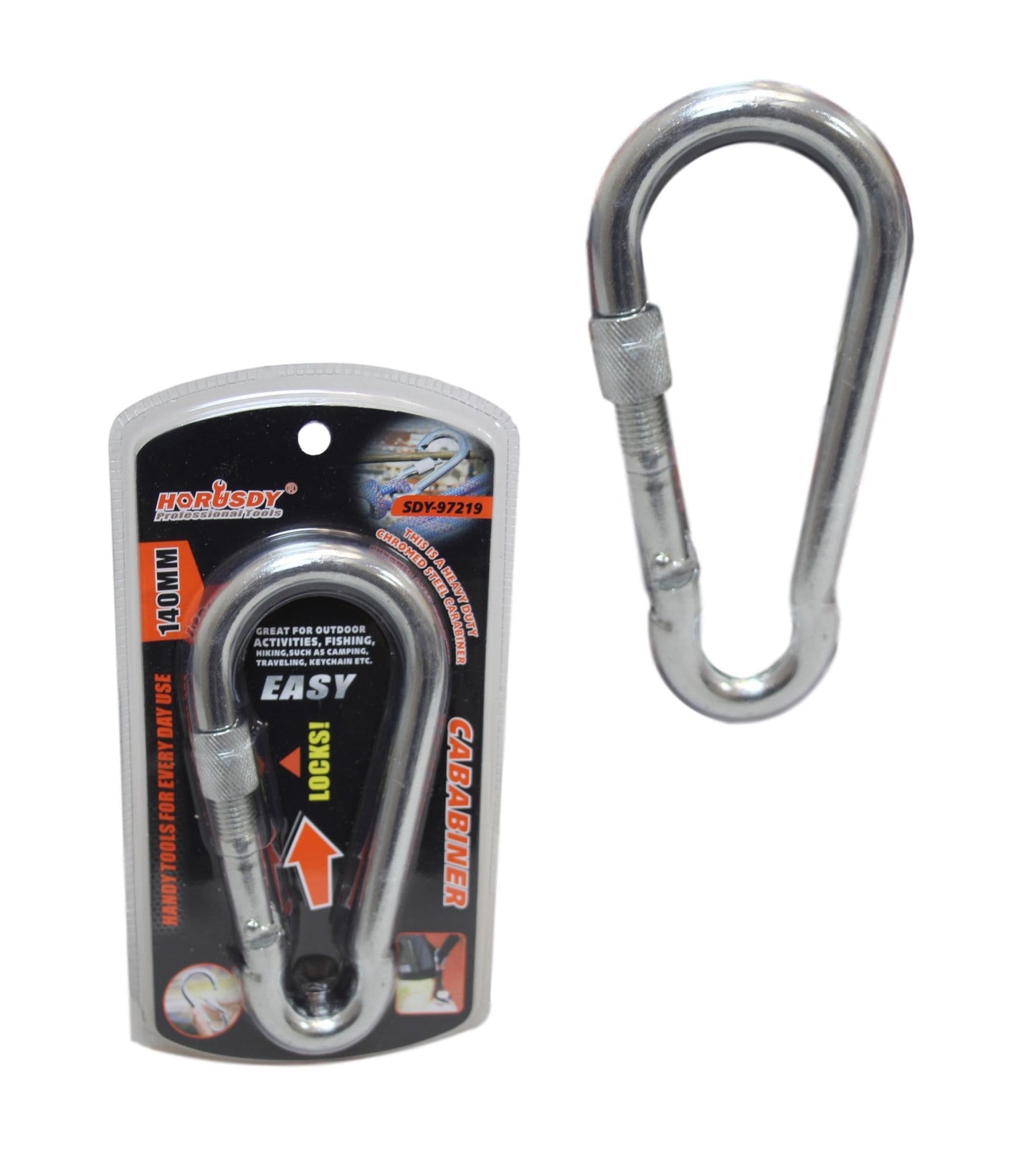 Heavy Duty Chromed Steel Carabiner Camping Fishing Hiking Keychain Hook 140mm 5877