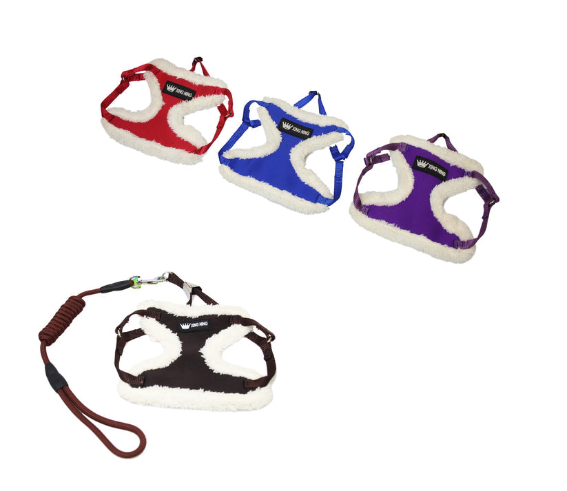 Fluffy Small Dog Harness with Lead / Leash 22 x 16 cm Assorted Sizes and Colours 5882
