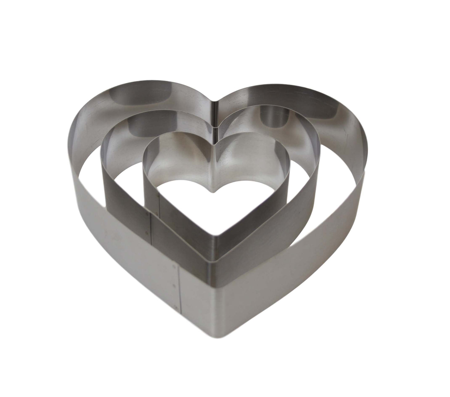 Stainless Steel Heart Baking Ring Mould Set of 3 20 / 15 / 10 cm 5915