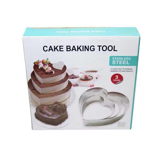 Stainless Steel Heart Baking Ring Mould Set of 3 20 / 15 / 10 cm 5915