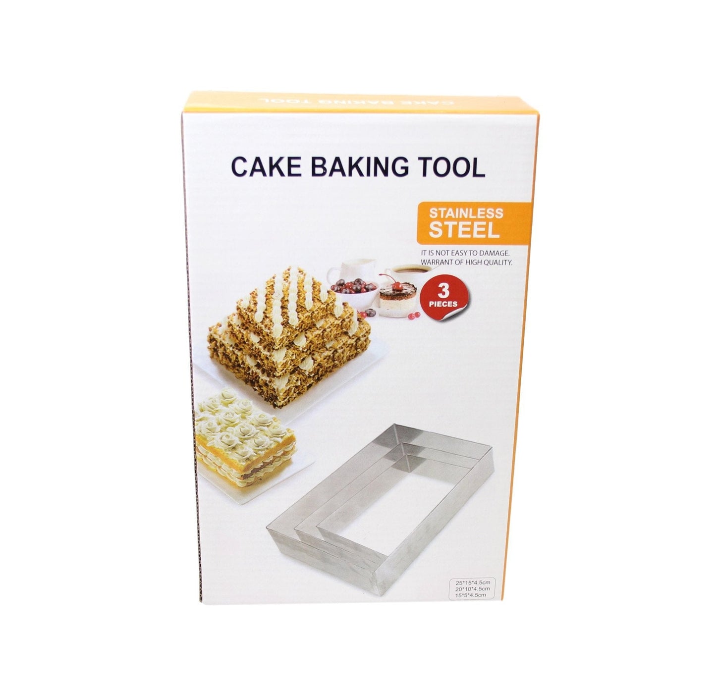 Stainless Steel Cake Baking Tool Rectangle Mould 25cm 20cm 15cm 5917