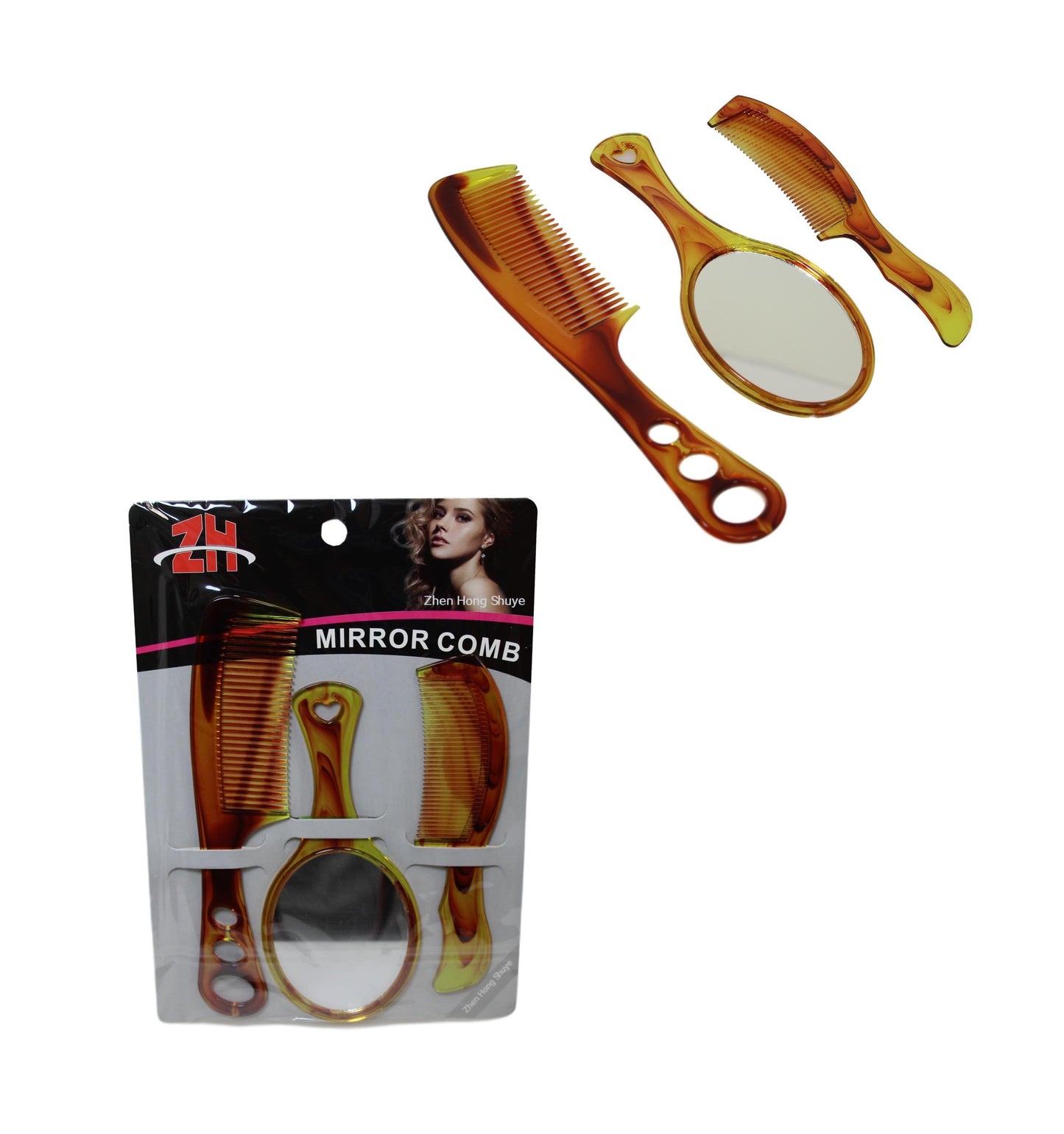 Plastic Hairdresser Barber Combs with Mirror Set of 3 5942