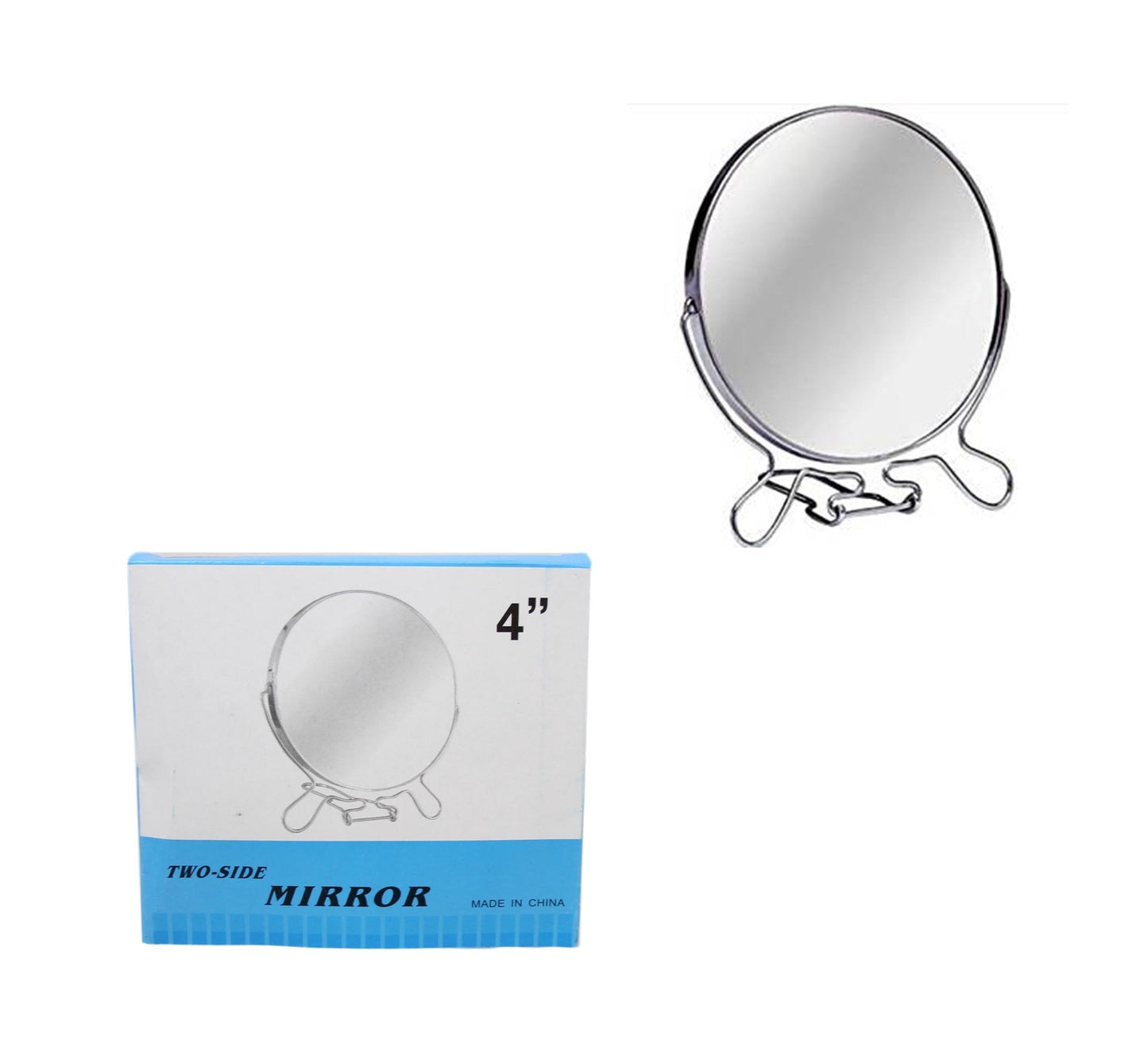 4 Inch Cosmetic Make up Shaving Magnifying Round on Stand 2 Sided Mirrors 5955