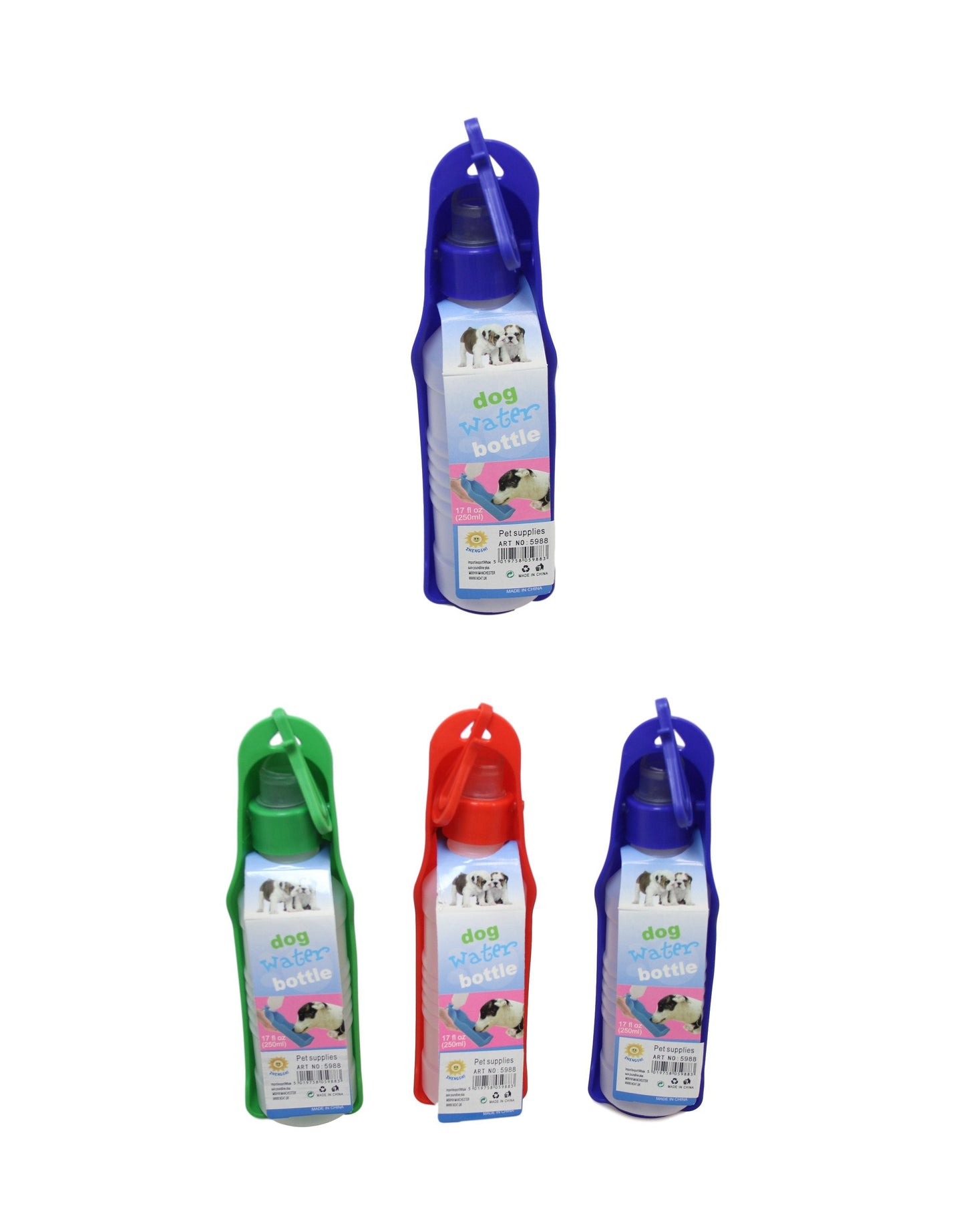 Pet Dog Plastic Travel Water Bottle 250ml Assorted Colours 5988