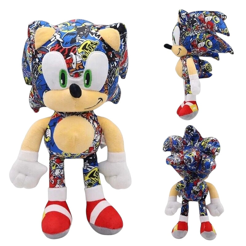 Limited Edition Graffiti Sticker Bomb Sonic Plush Stuffed Soft Toy - Sonic