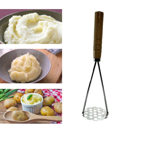 Kitchen Steel Potato Masher/ Press Wooden Handle Food Prep 3647 A