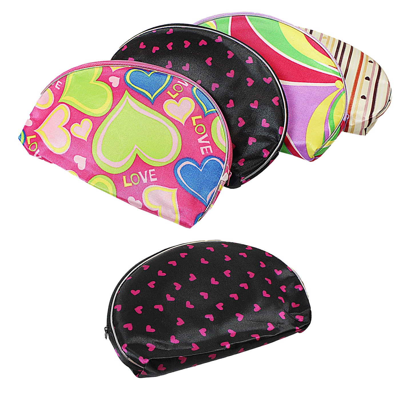 Makeup Toiletry Cosmetics Bag Pouch Set of 5 Assorted Designs and Colours 2269