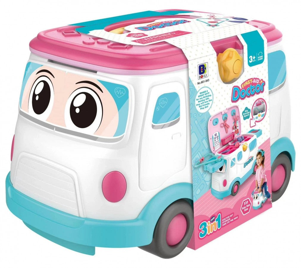3 In 1 First Aid Doctor Bus, Doctor Set, Storage &Amp; Ride On The Ride